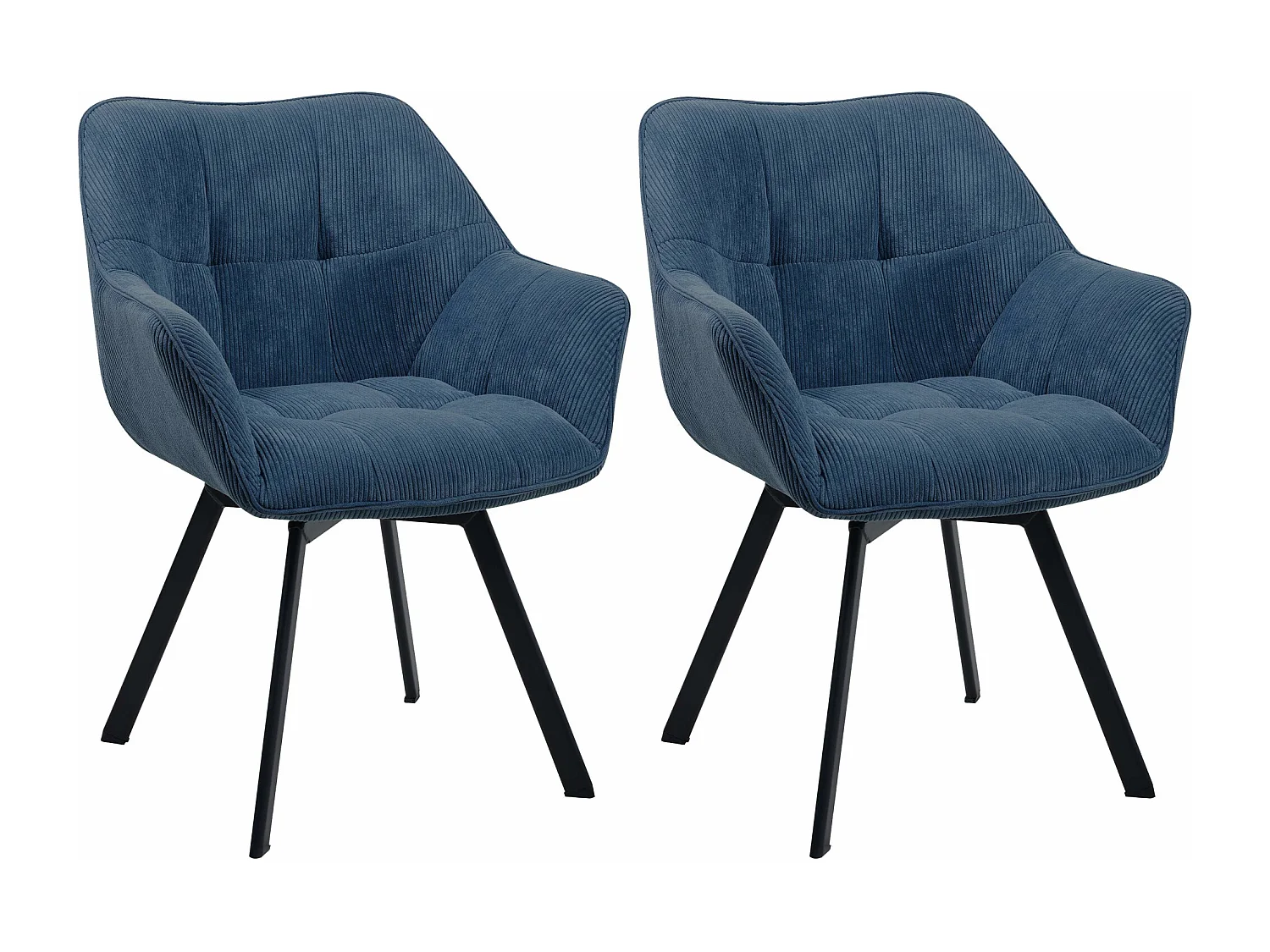 Lot de 2  chaises avec accoudoirs - Cordon - Bleu - Jordi