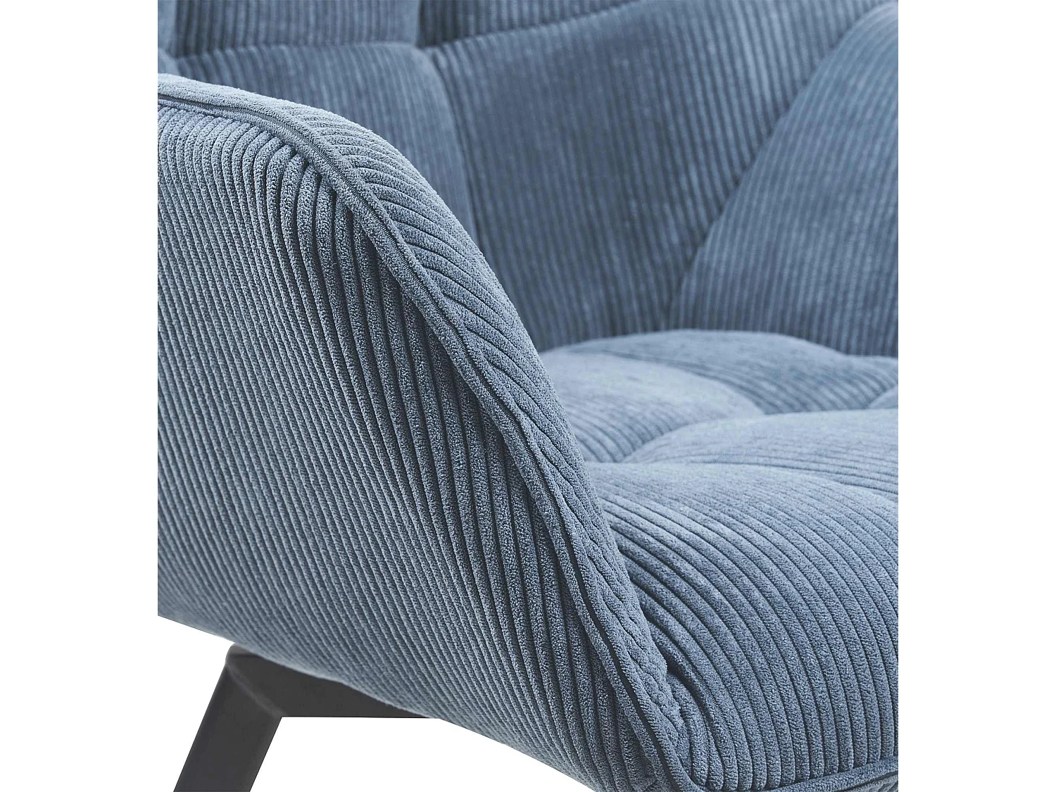 Lot de 2  chaises avec accoudoirs - Velours côtelé - Bleu - Jordi