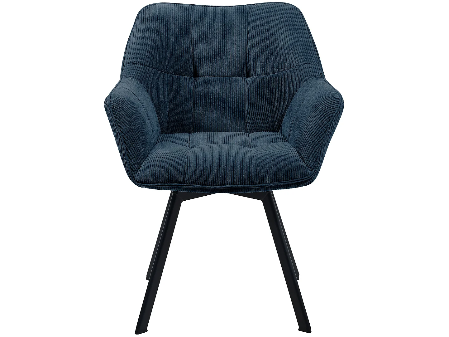 Lot de 2  chaises avec accoudoirs - Velours côtelé - Bleu - Jordi