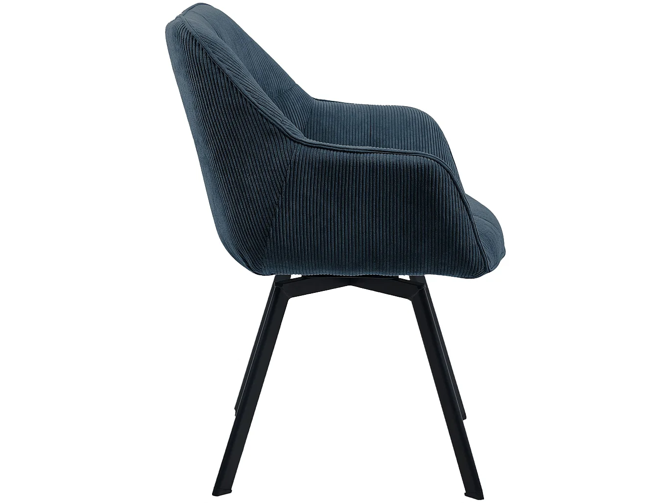 Lot de 2  chaises avec accoudoirs - Velours côtelé - Bleu - Jordi
