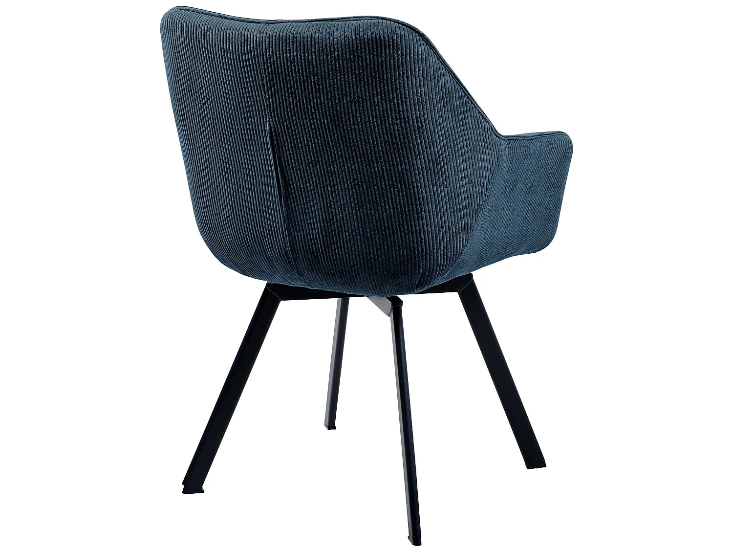 Lot de 2  chaises avec accoudoirs - Velours côtelé - Bleu - Jordi