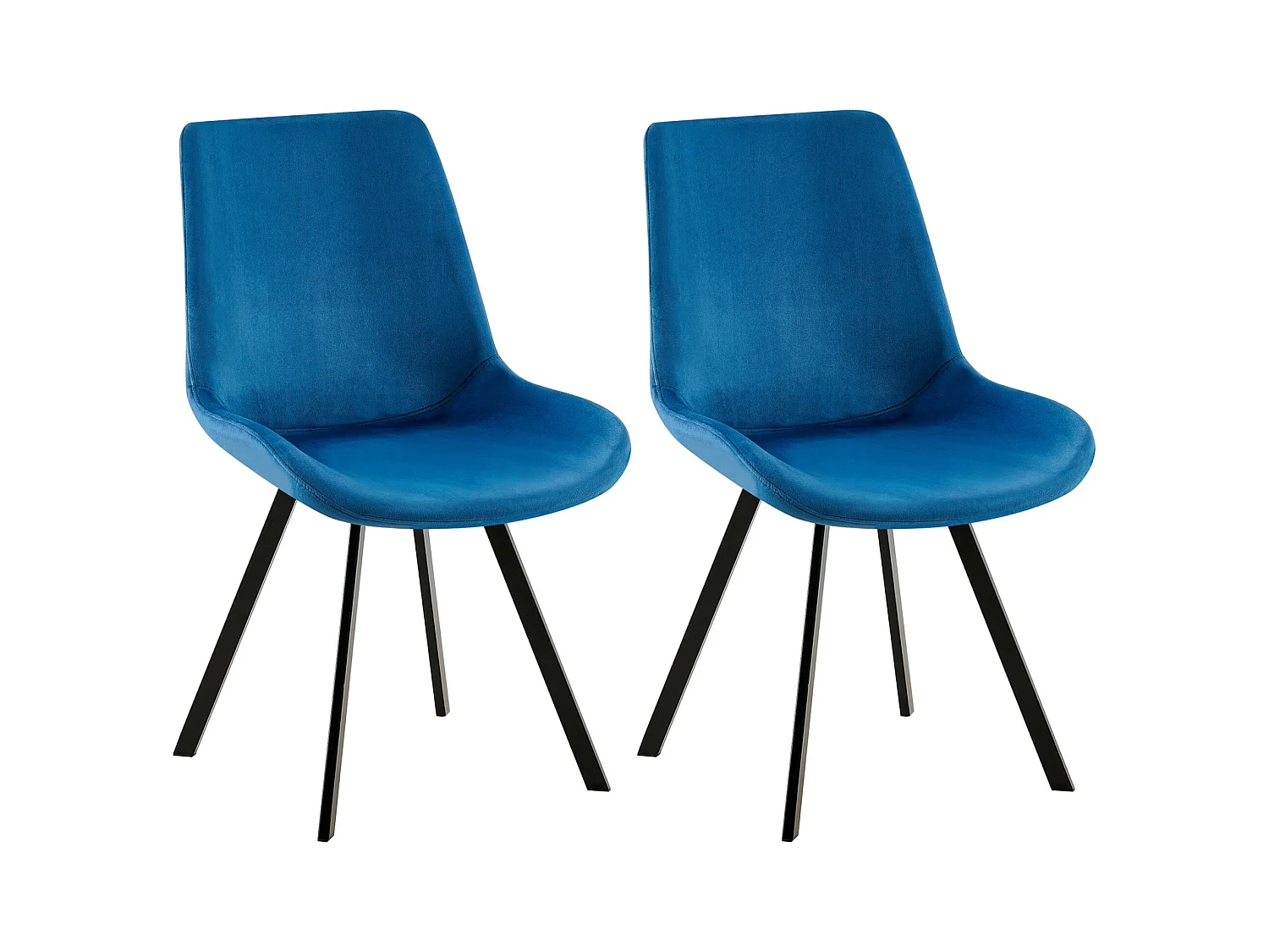Lot de 2  chaise salle à manger - Velours - Bleu foncé - Lewes