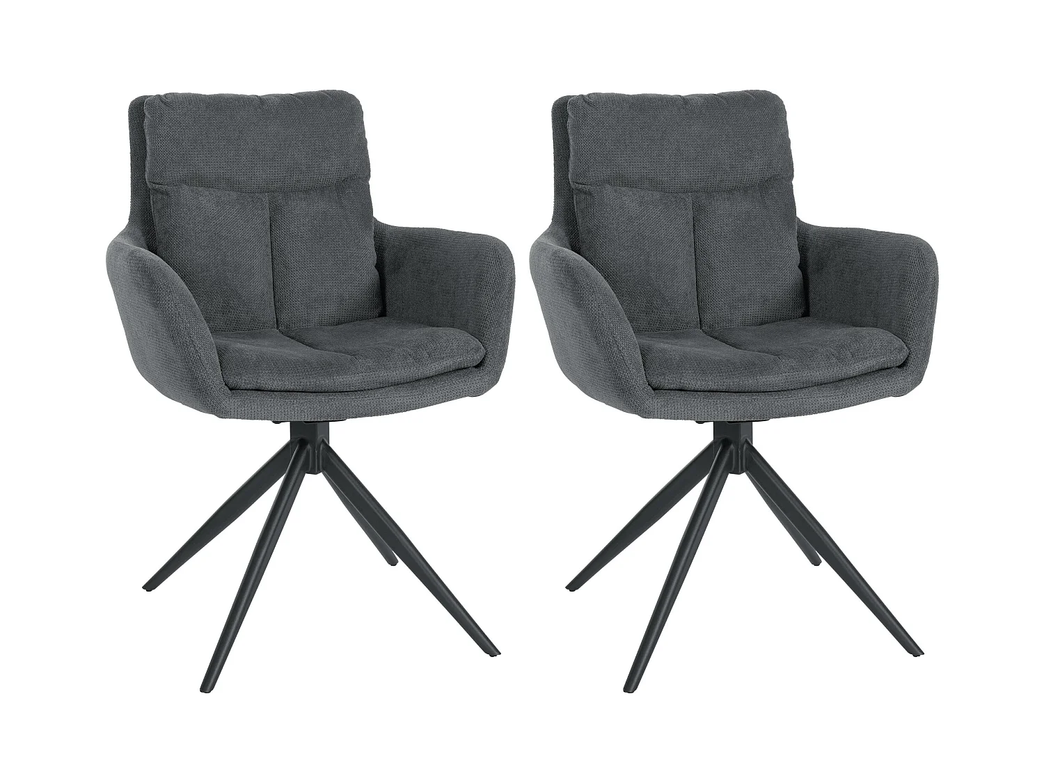 Lot de 2  chaises avec accoudoirs - Tissu - Gris foncé - Vilas