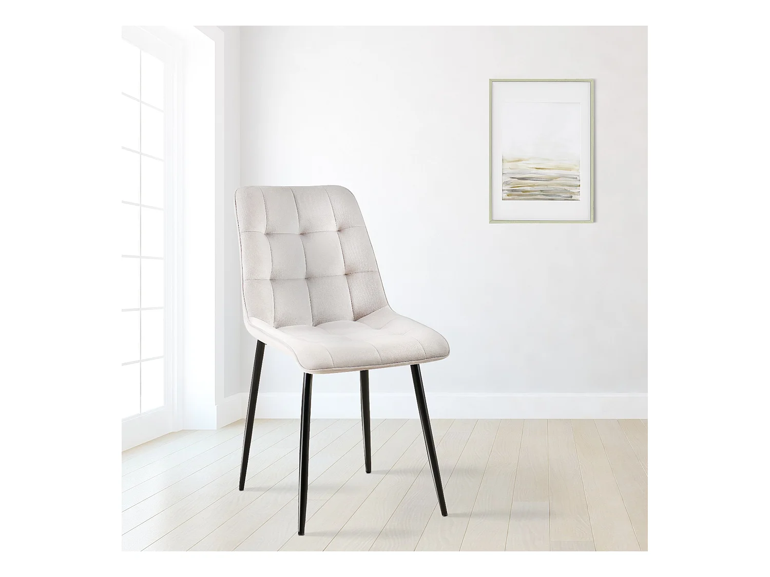 Lot de 2  chaise salle à manger - Velours - Gris - Gifford