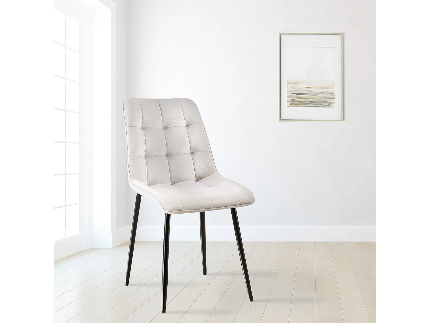 Lot de 2  chaise salle à manger - Velours - Gris - Gifford