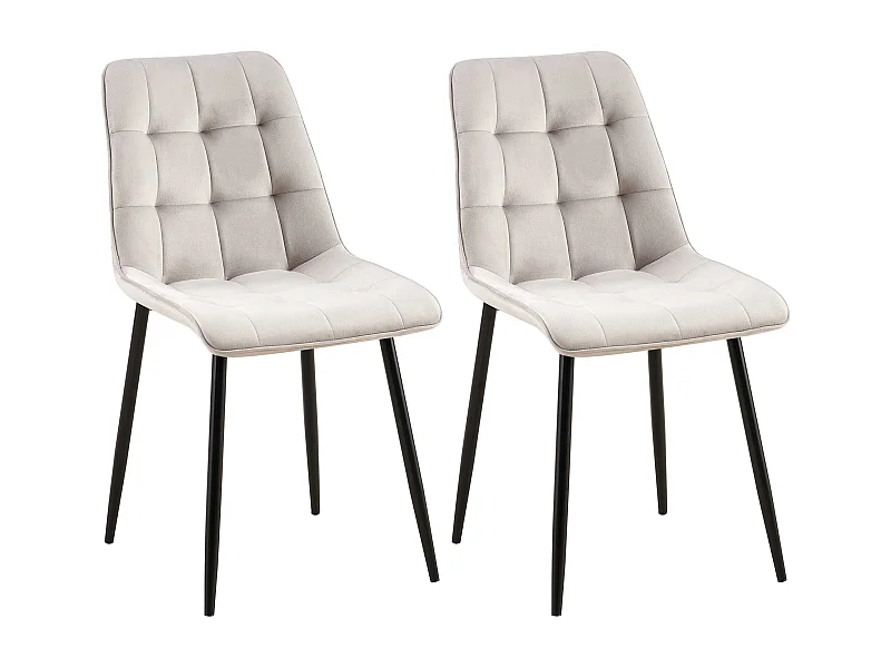 Lot de 2  chaise salle à manger - Velours - Gris - Gifford