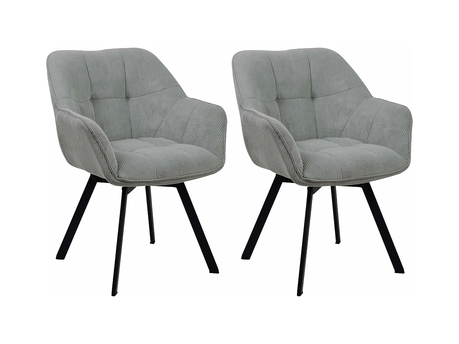 Lot de 2  chaises avec accoudoirs - Cordon - Gris - Jordi