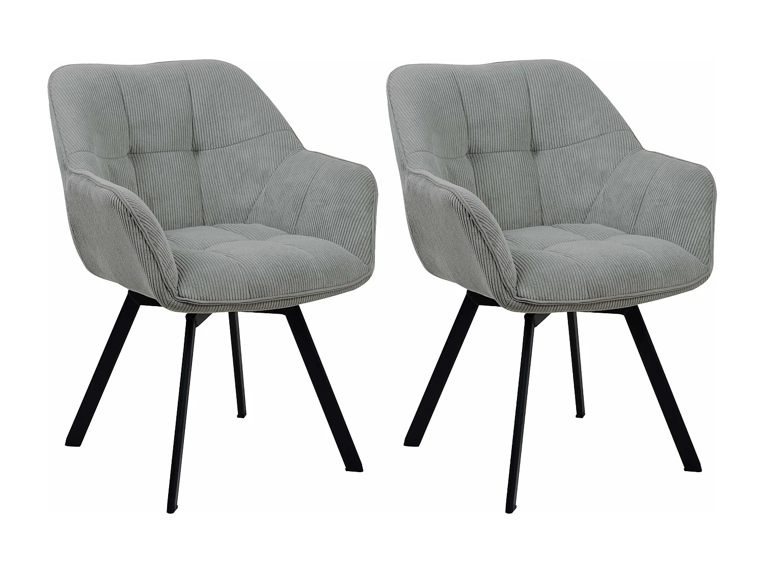 Lot de 2  chaises avec accoudoirs - Cordon - Gris - Jordi
