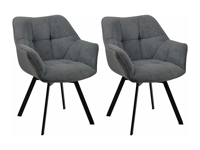 Lot de 2  chaises avec accoudoirs - Cordon - Gris foncé - Jordi