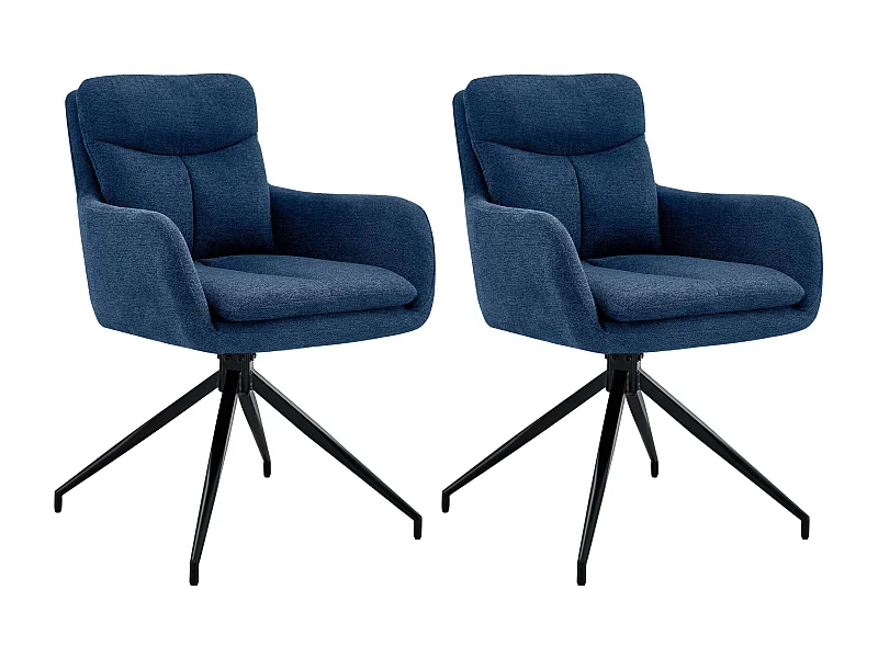 Lot de 2  chaise salle à manger - Tissu - Bleu - Somers