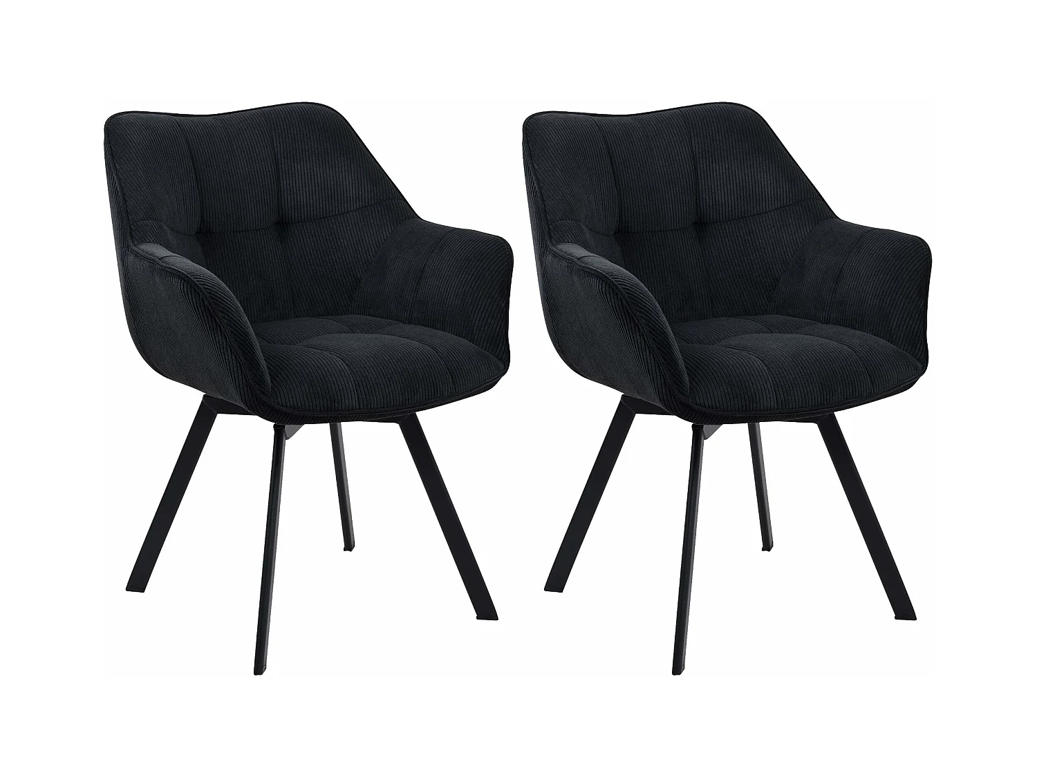 Lot de 2  chaises avec accoudoirs - Cordon - Noir - Jordi