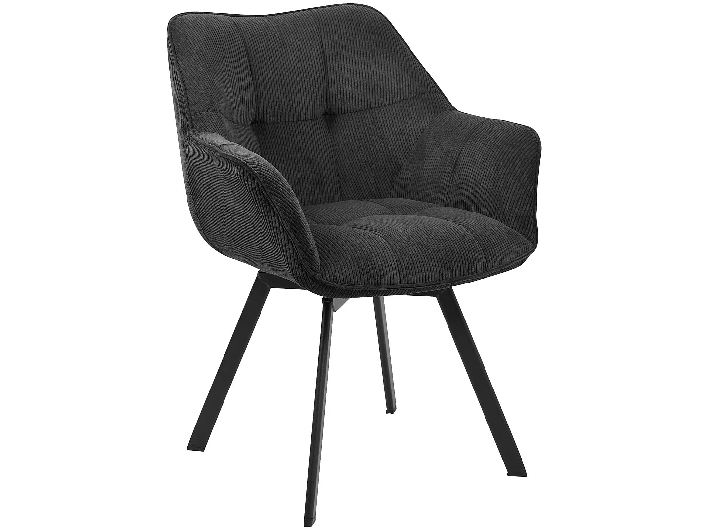 Lot de 2  chaises avec accoudoirs - Cordon - Noir - Jordi