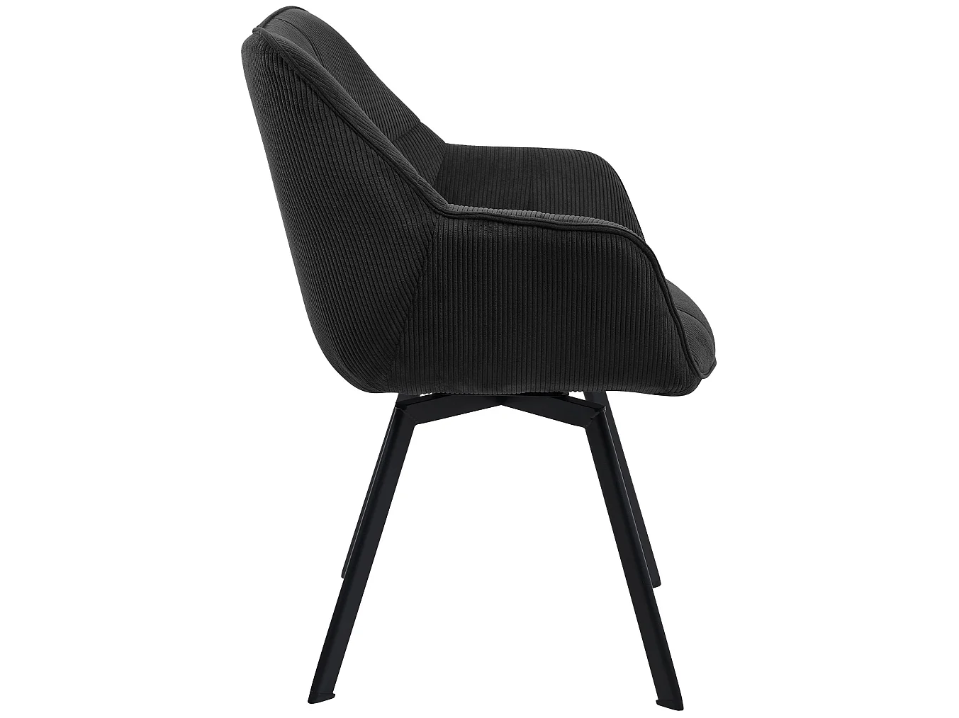 Lot de 2  chaises avec accoudoirs - Cordon - Noir - Jordi
