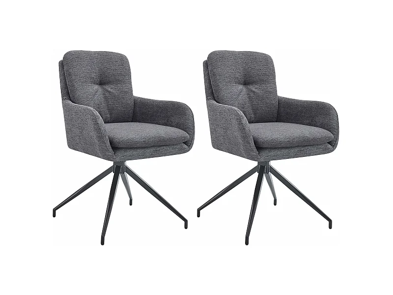 Lot de 2  chaise salle à manger - Tissu - Gris foncé - Pickett