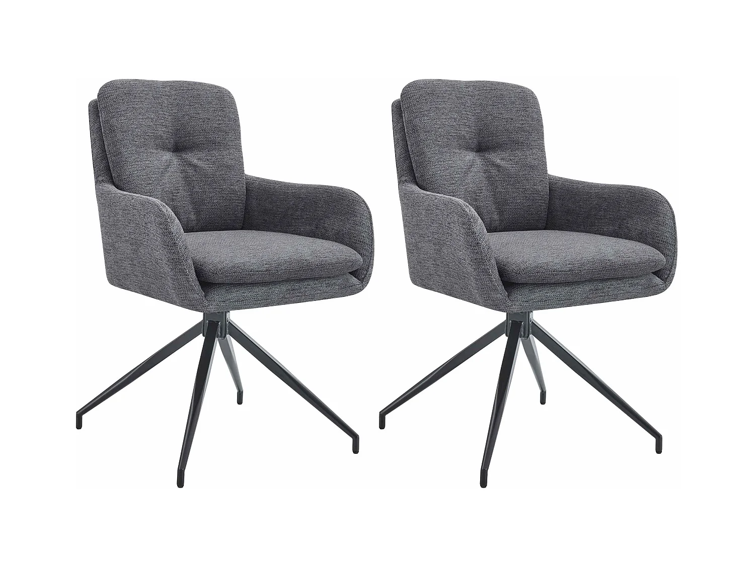 Lot de 2  chaise salle à manger - Tissu - Gris foncé - Pickett