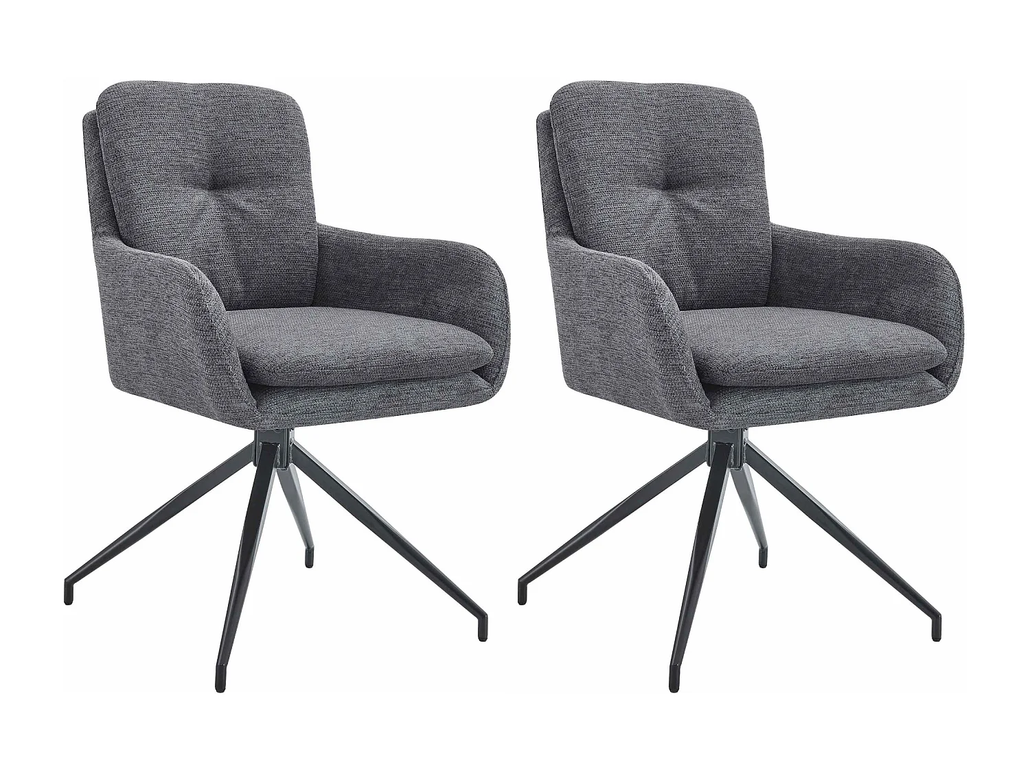 Lot de 2  chaise salle à manger - Tissu - Gris foncé - Pickett