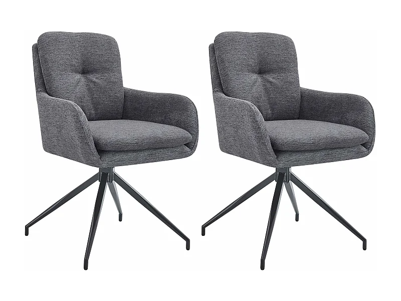Lot de 2  chaise salle à manger - Tissu - Gris foncé - Pickett