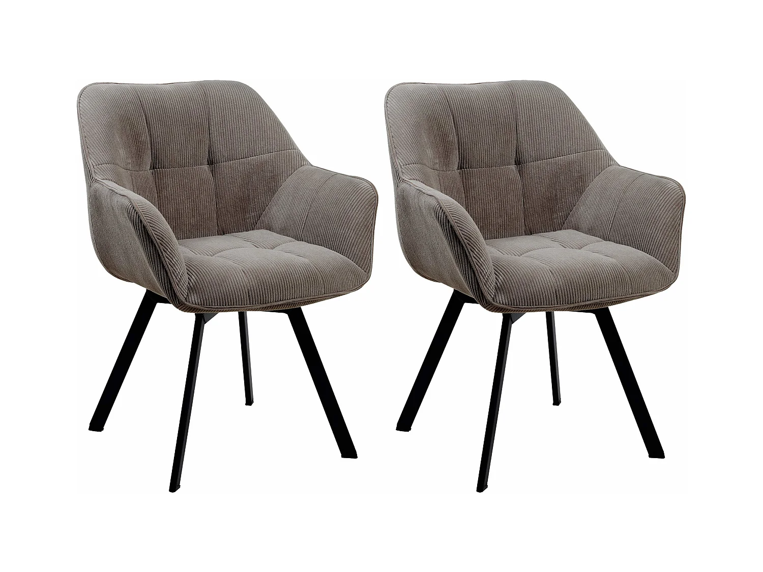 Lot de 2  chaises avec accoudoirs - Cordon - Marron - Jordi