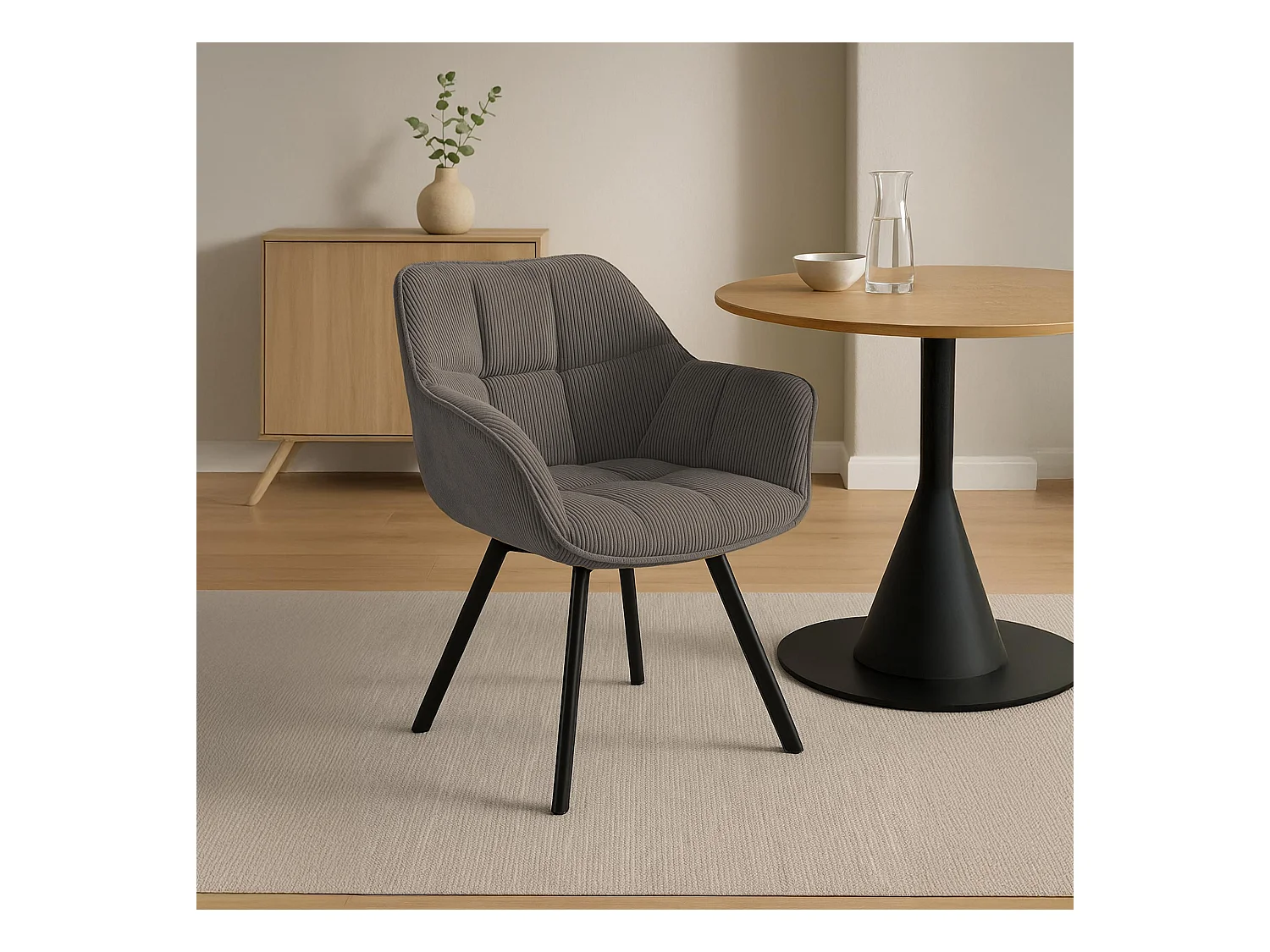 Lot de 2  chaises avec accoudoirs - Cordon - Marron - Jordi