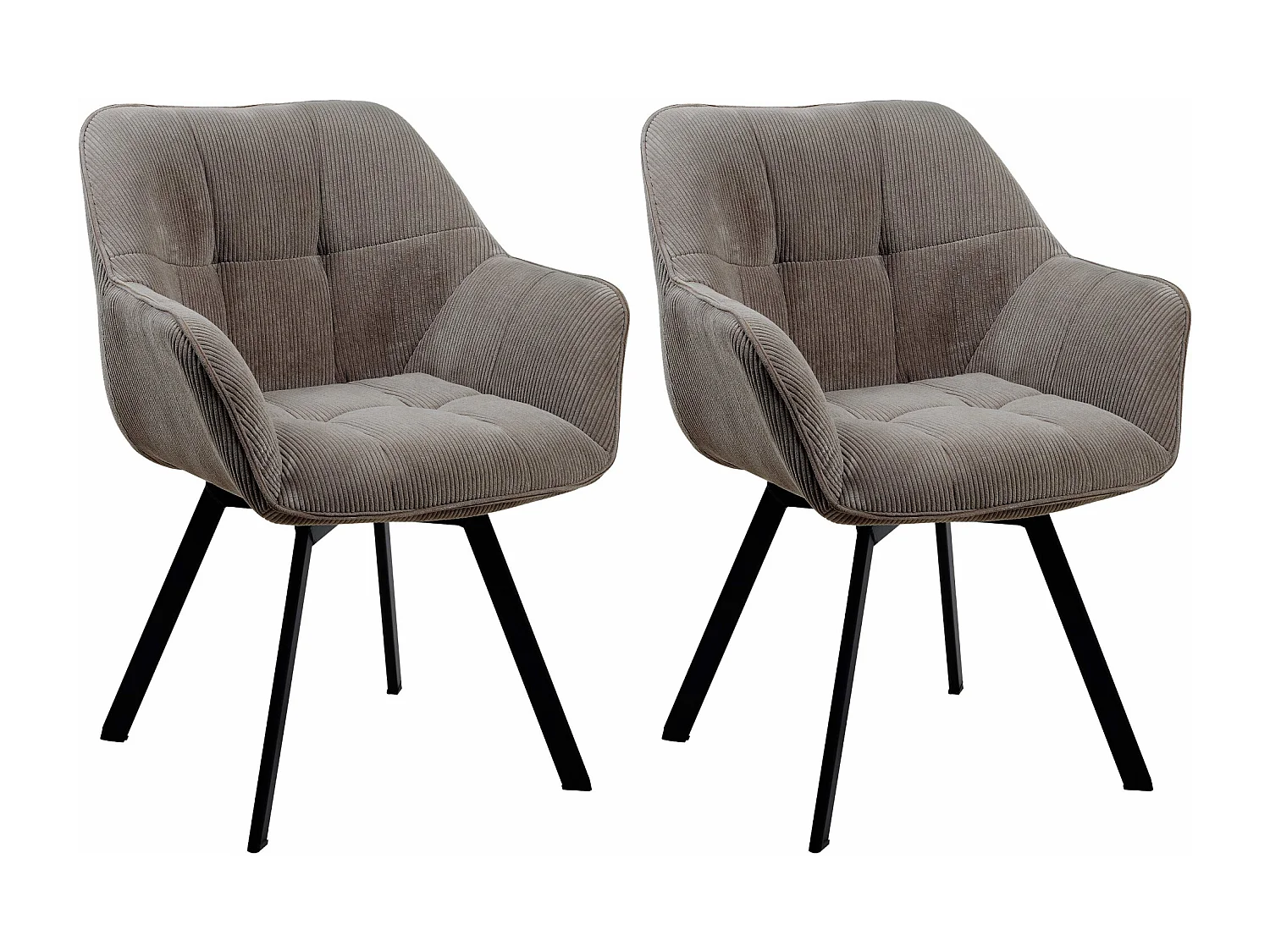 Lot de 2  chaises avec accoudoirs - Cordon - Marron - Jordi