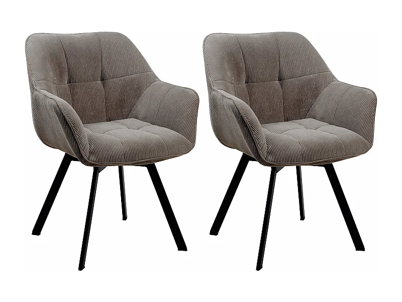 Lot de 2  chaises avec accoudoirs - Cordon - Marron - Jordi