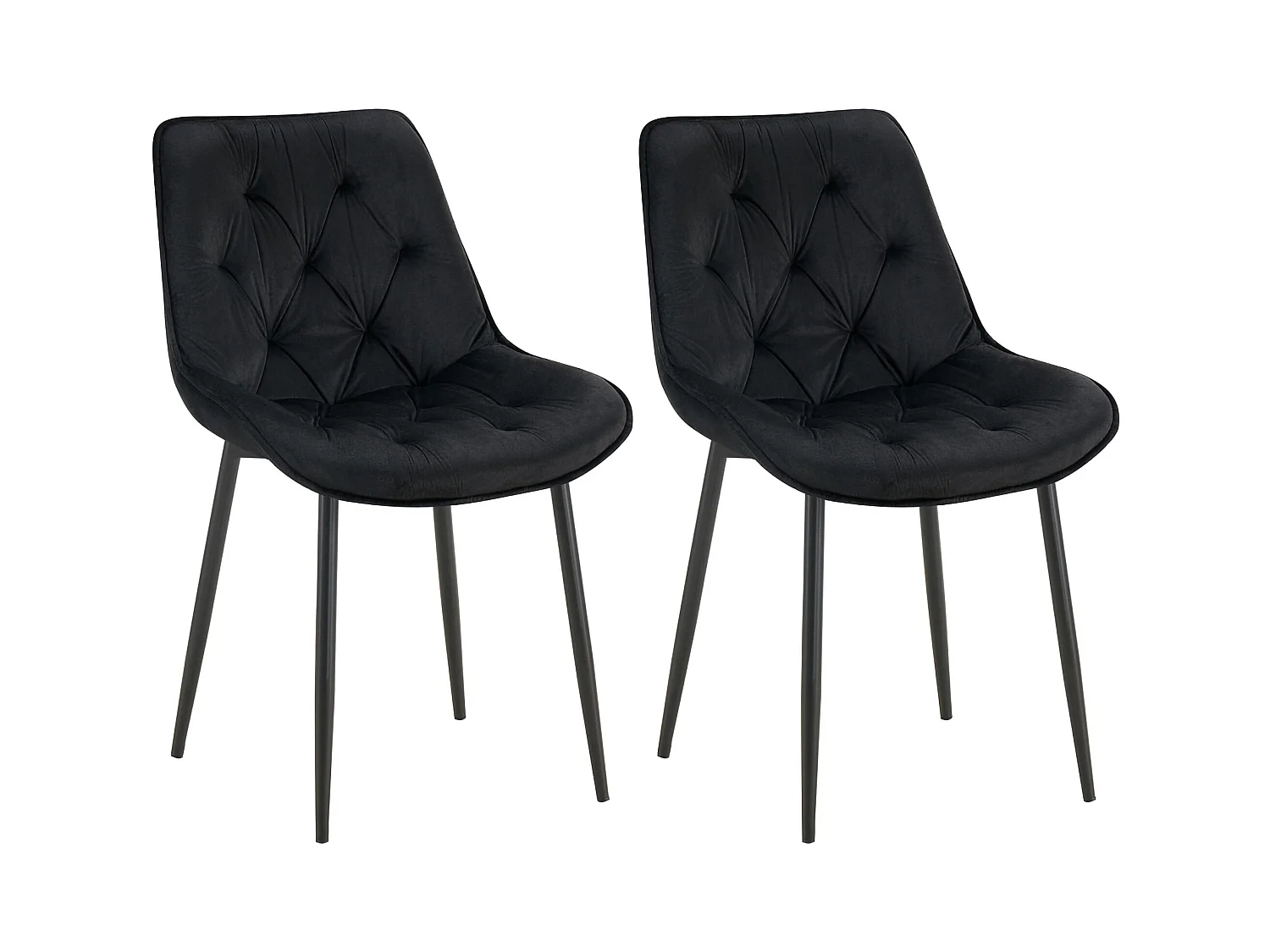 Lot de 2  chaise salle à manger - Velours - Noir - Wallace