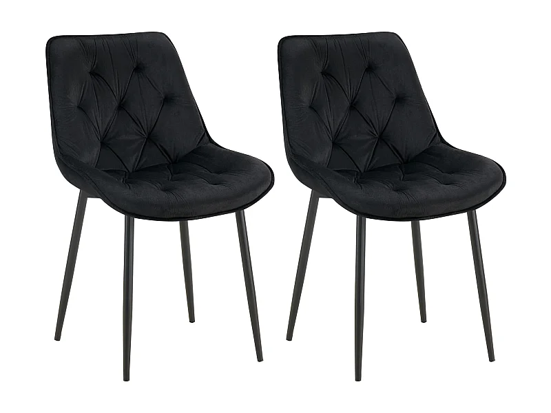 Lot de 2  chaise salle à manger - Velours - Noir - Wallace