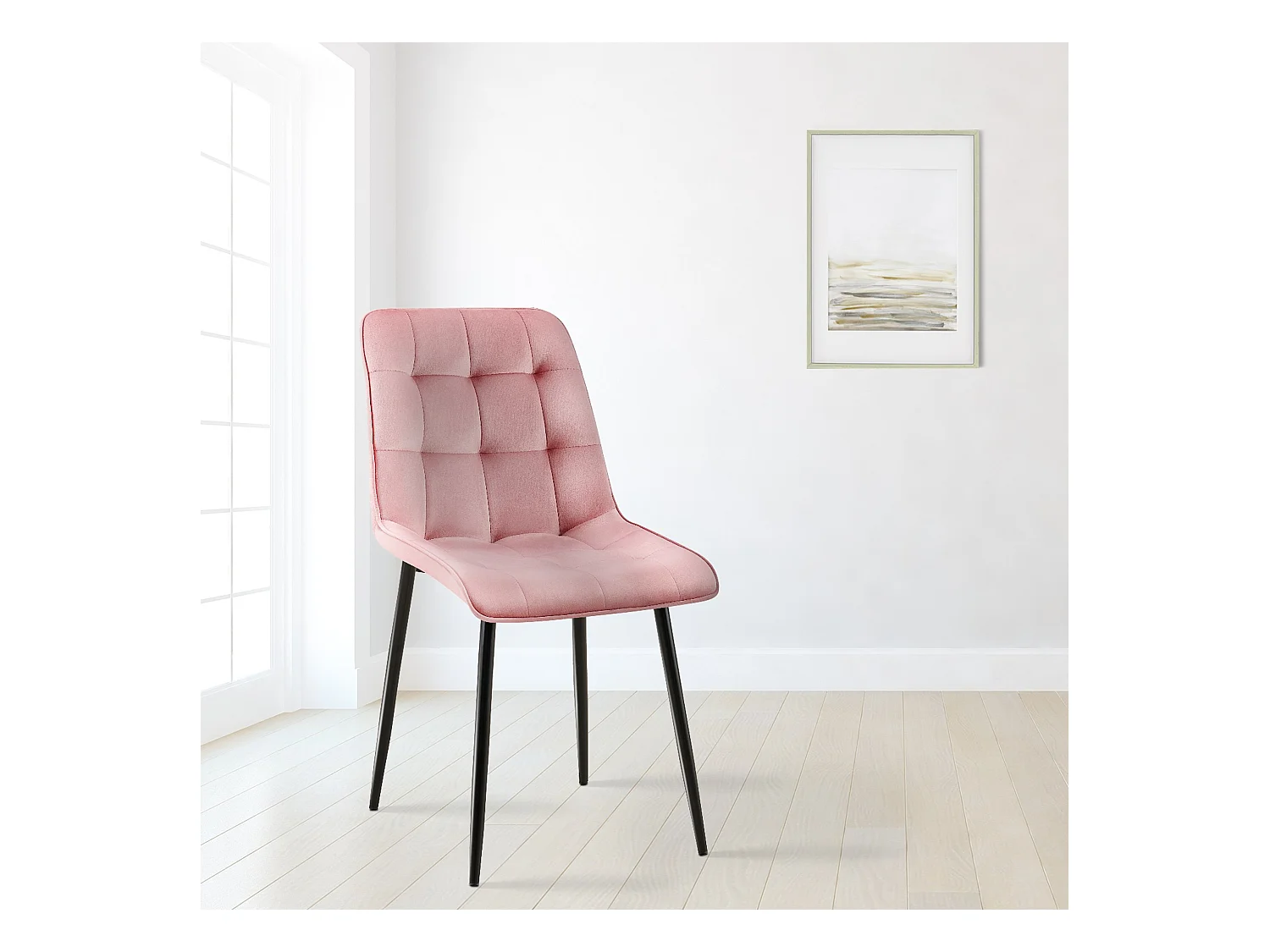 Lot de 2  chaise salle à manger - Velours - Rose - Gifford