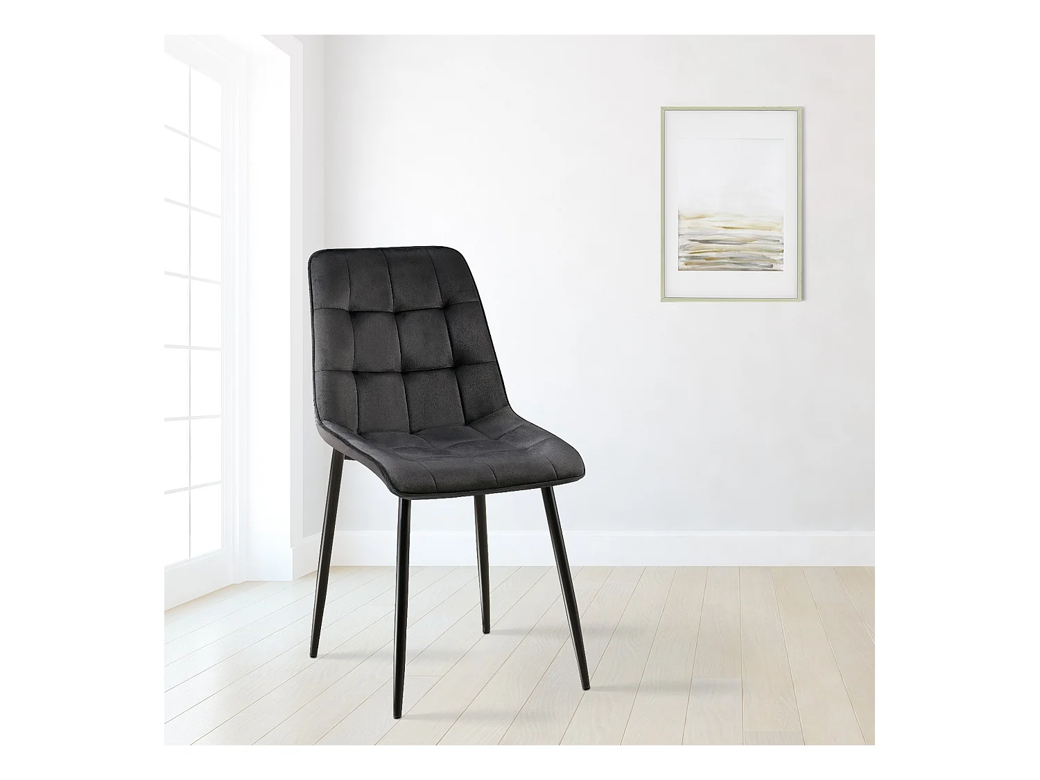 Lot de 2  chaise salle à manger - Velours - Noir - Gifford