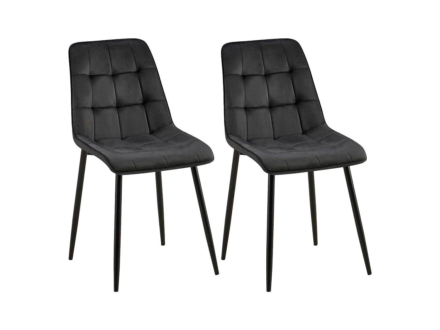 Lot de 2  chaise salle à manger - Velours - Noir - Gifford