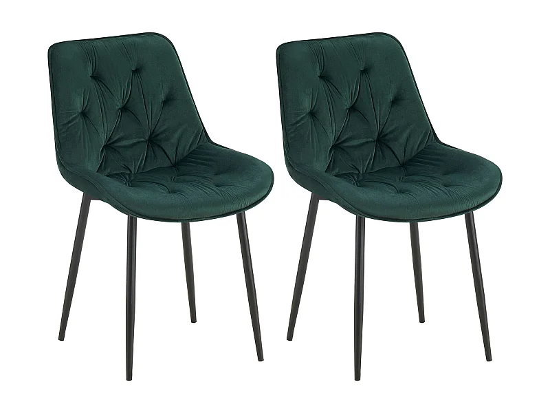 Lot de 2  chaise salle à manger - Velours - Vert - Wallace