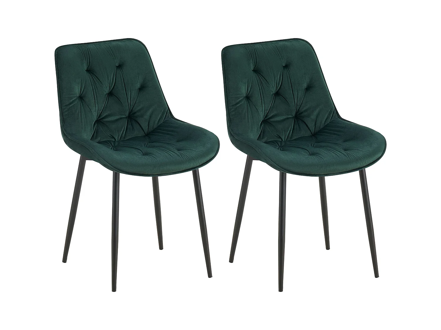 Lot de 2  chaise salle à manger - Velours - Vert - Wallace