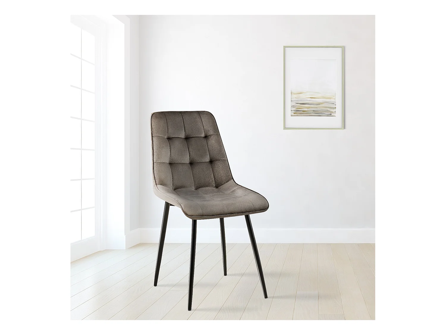 Lot de 2  chaise salle à manger - Velours - Anthracite - Gifford