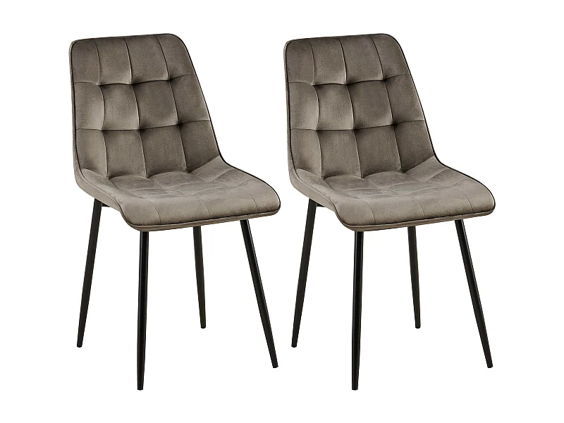 Lot de 2  chaise salle à manger - Velours - Anthracite - Gifford
