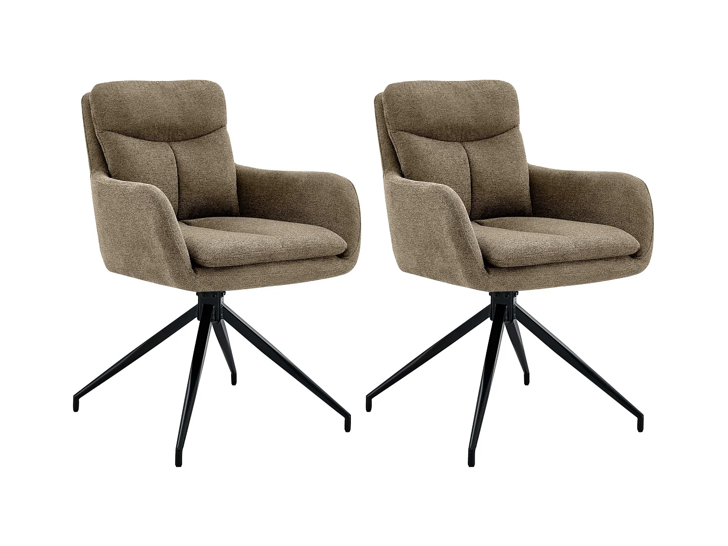 Lot de 2  chaise salle à manger - Tissu - Marron - Somers