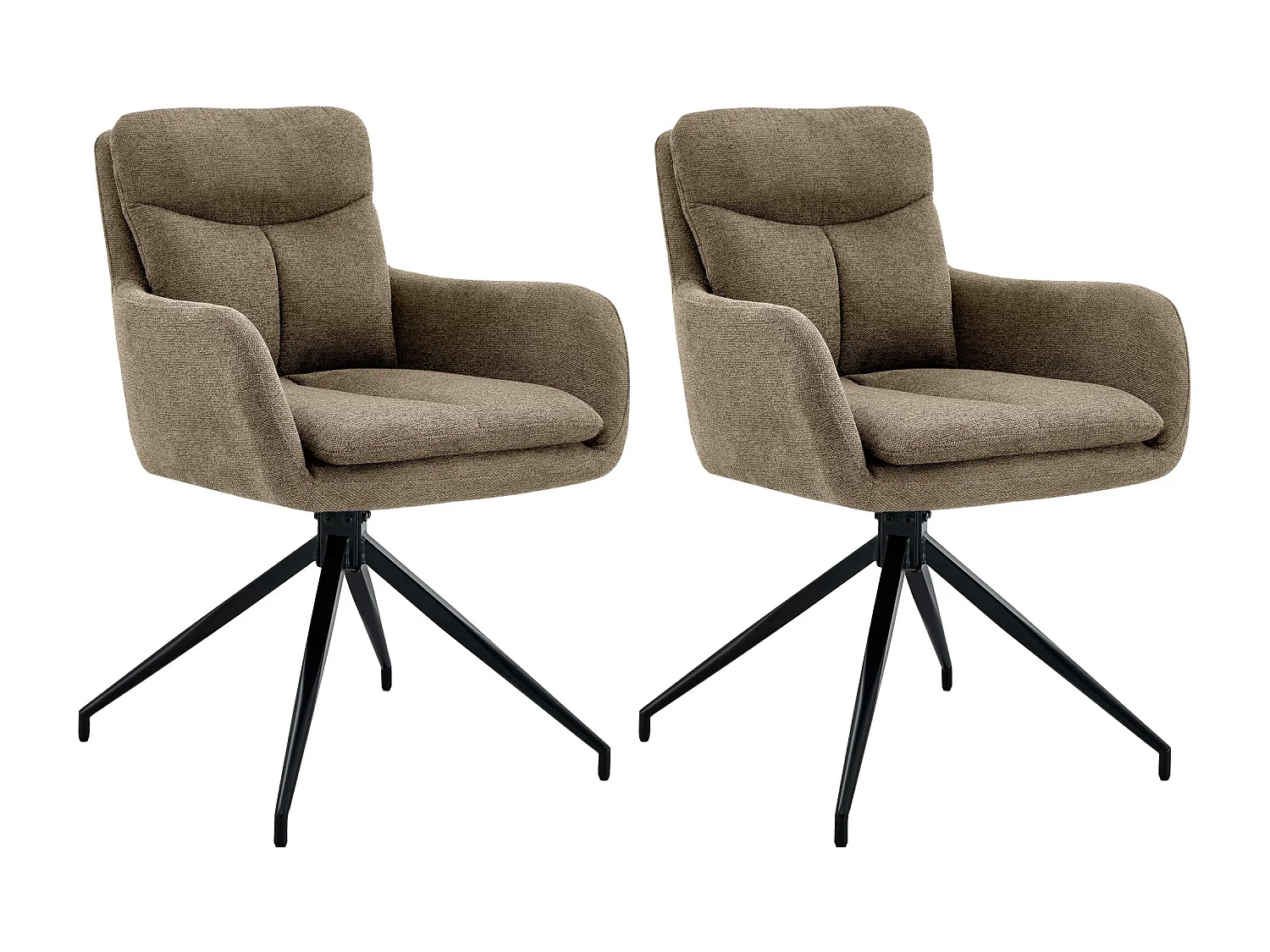 Lot de 2  chaise salle à manger - Tissu - Marron - Somers