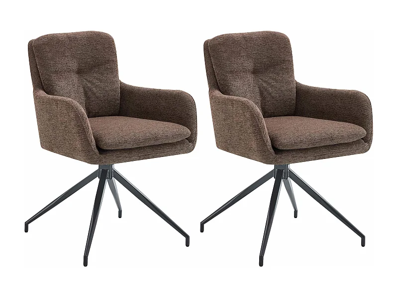 Lot de 2  chaise salle à manger - Tissu - Marron - Pickett