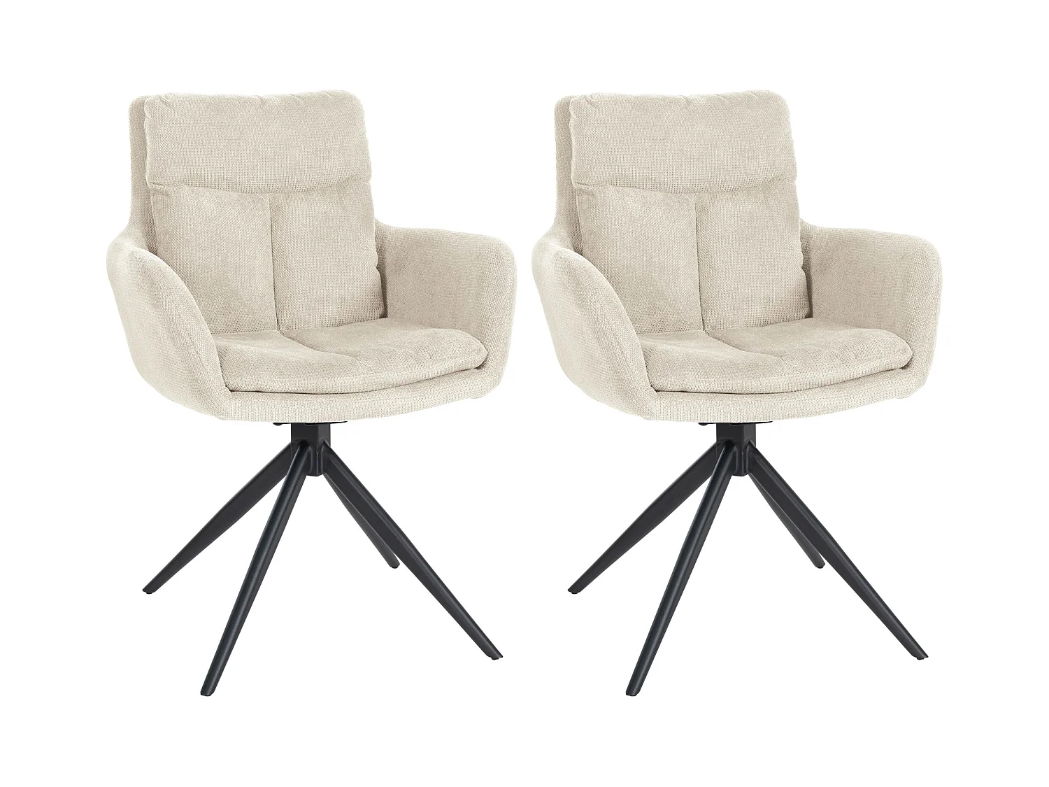 Lot de 2  chaises avec accoudoirs - Tissu - Crème - Vilas