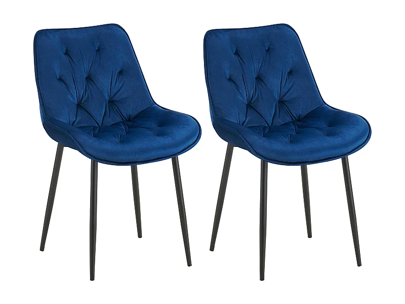 Lot de 2  chaise salle à manger - Velours - Bleu - Wallace