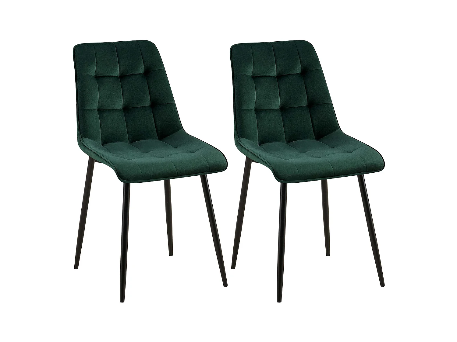 Lot de 2  chaise salle à manger - Velours - Vert - Gifford