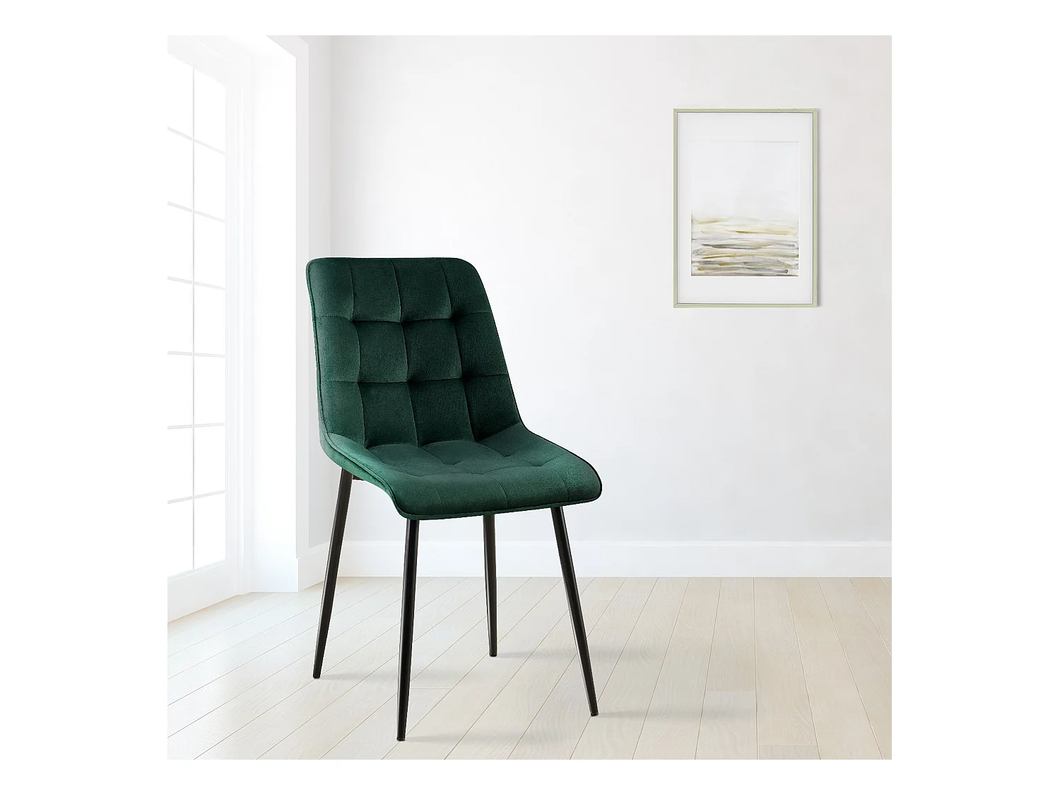 Lot de 2  chaise salle à manger - Velours - Vert - Gifford