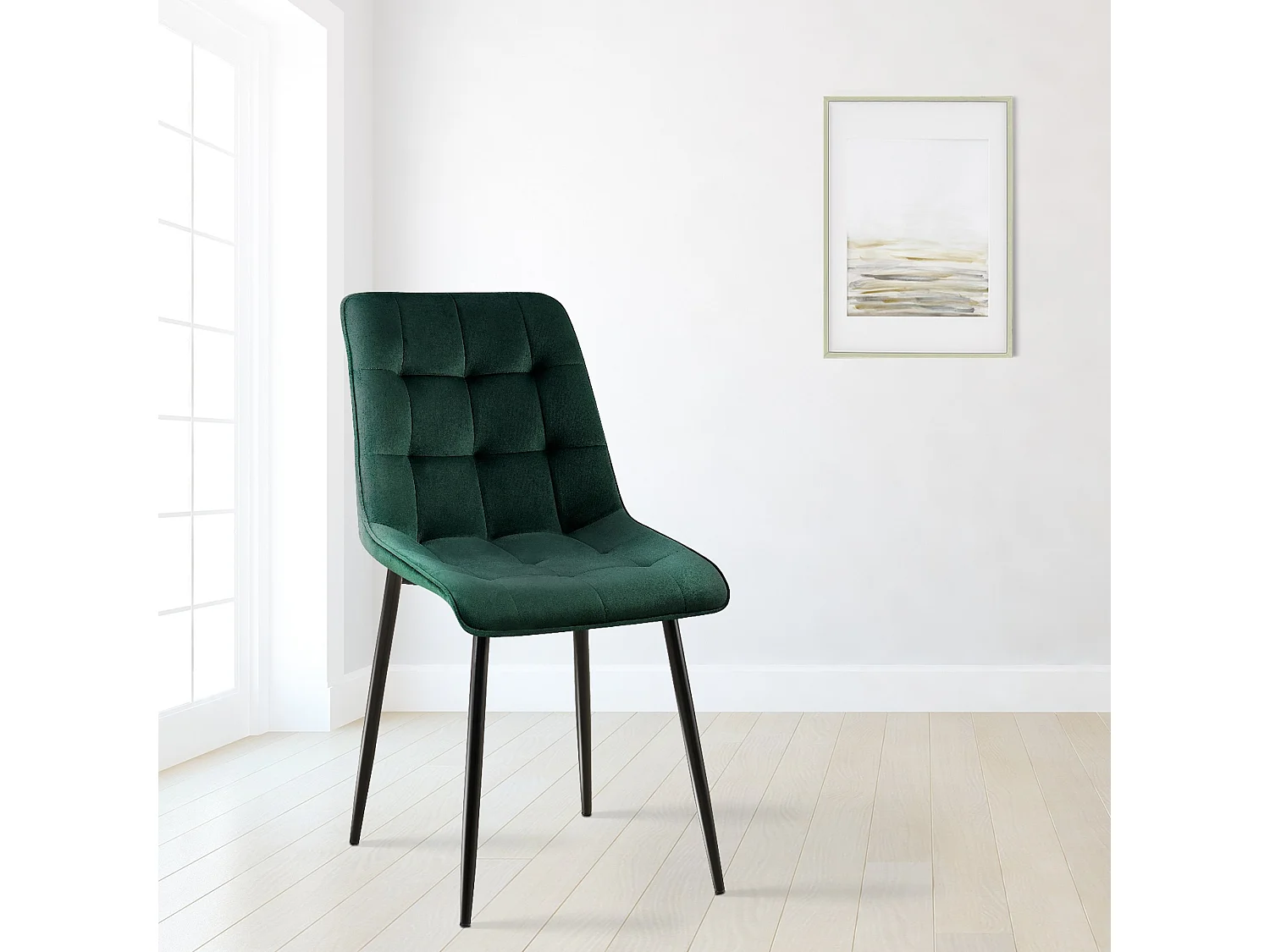 Lot de 2  chaise salle à manger - Velours - Vert - Gifford