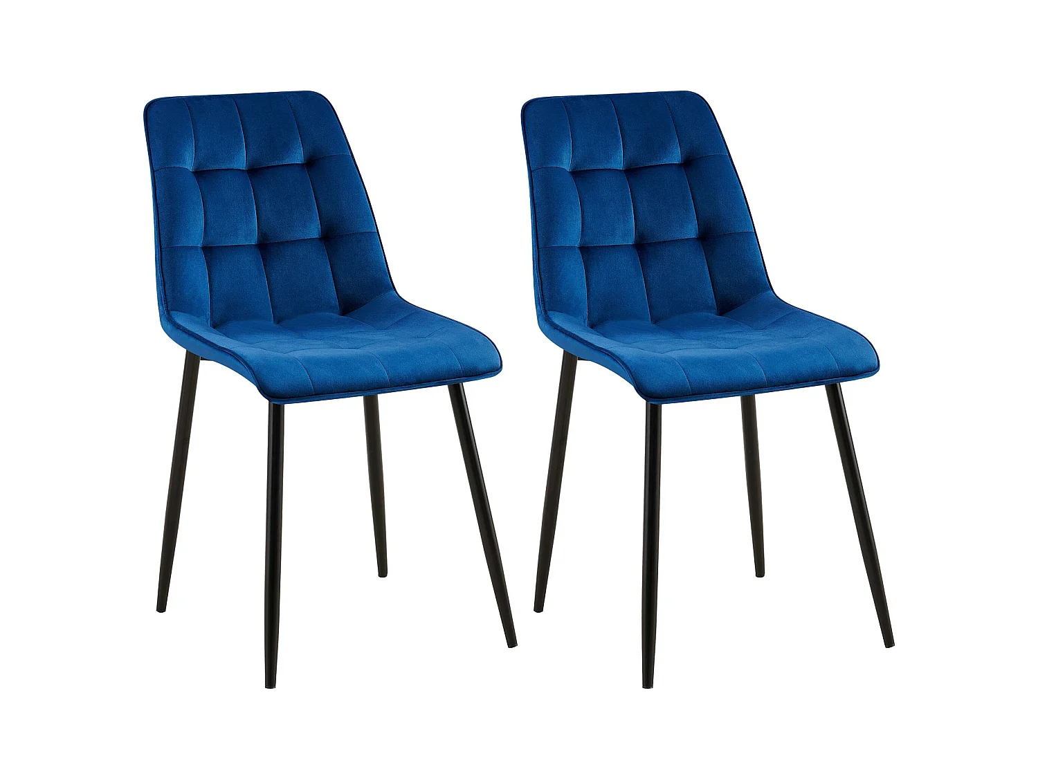 Lot de 2  chaise salle à manger - Velours - Bleu foncé - Gifford