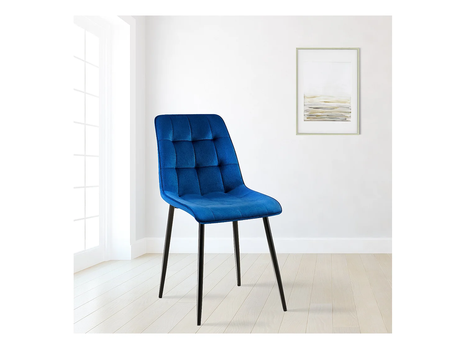 Lot de 2  chaise salle à manger - Velours - Bleu foncé - Gifford