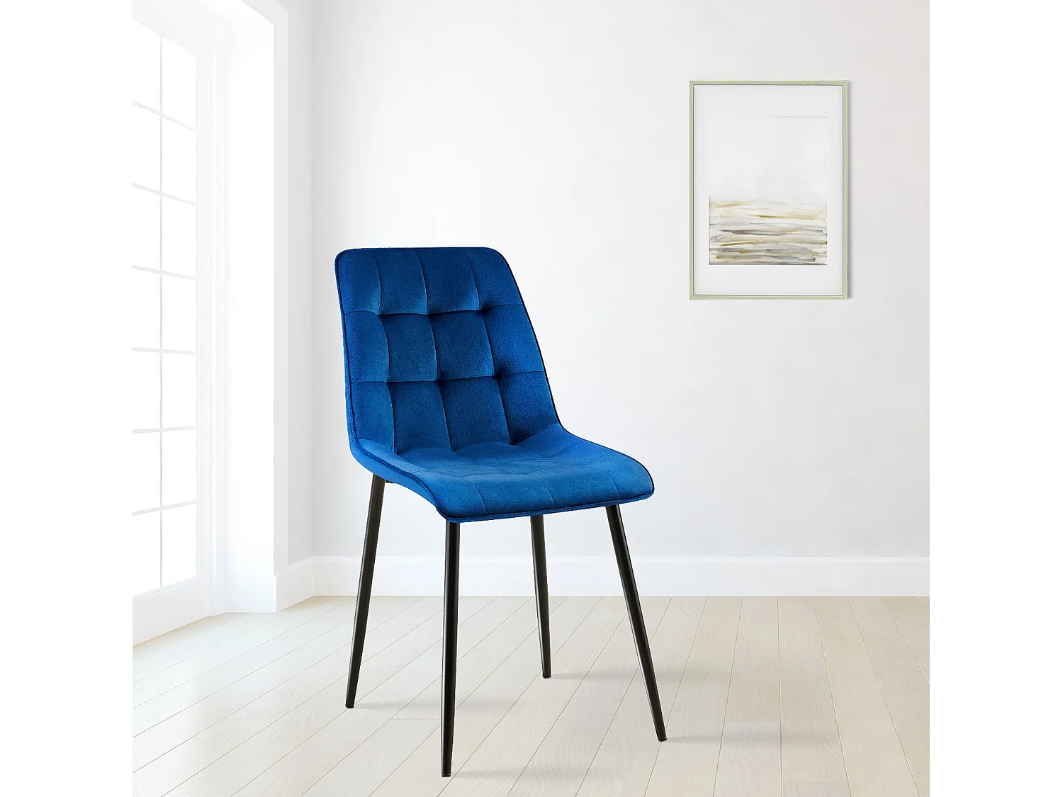 Lot de 2  chaise salle à manger - Velours - Bleu foncé - Gifford