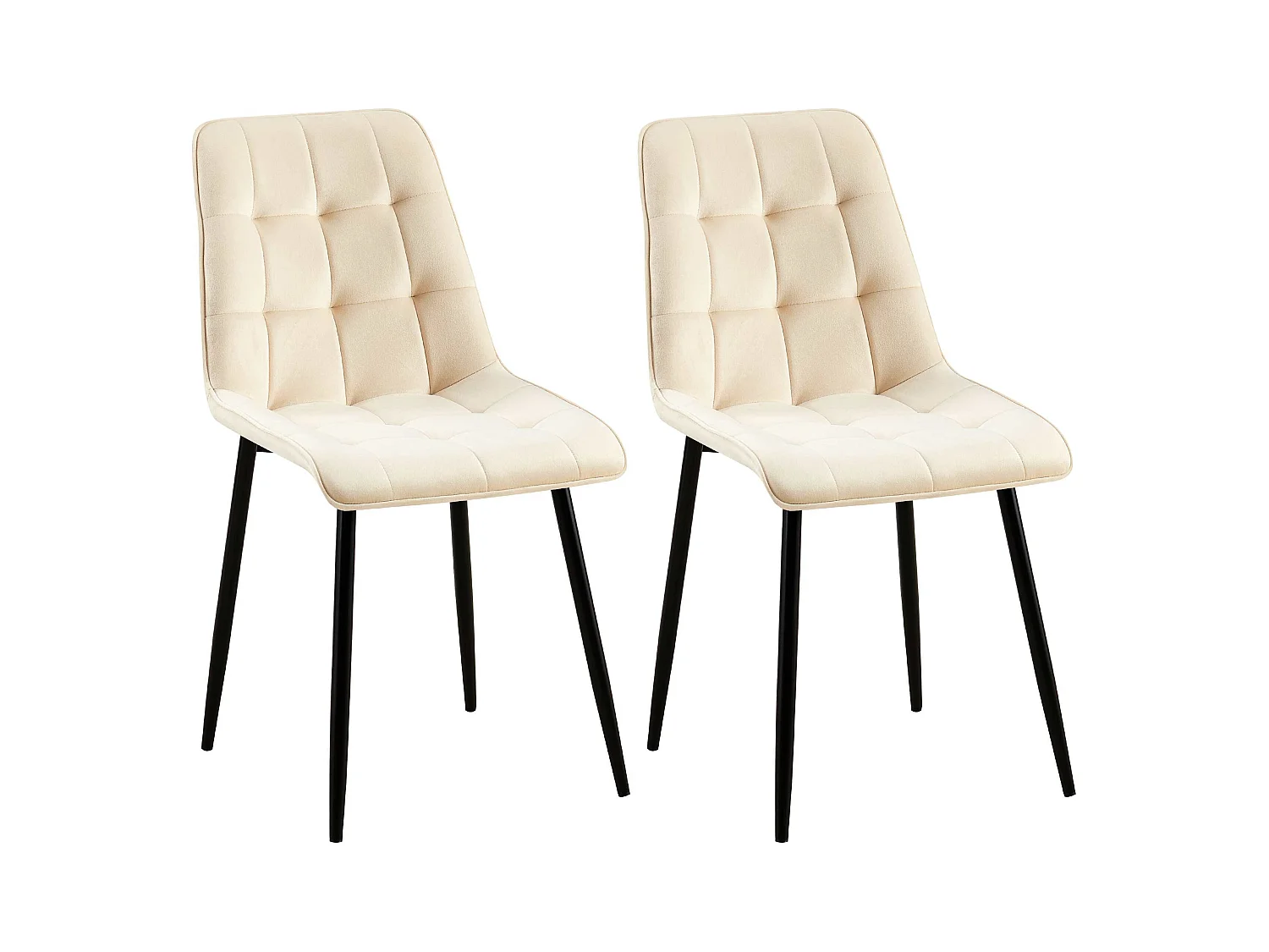 Lot de 2  chaise salle à manger - Velours - Crème - Gifford