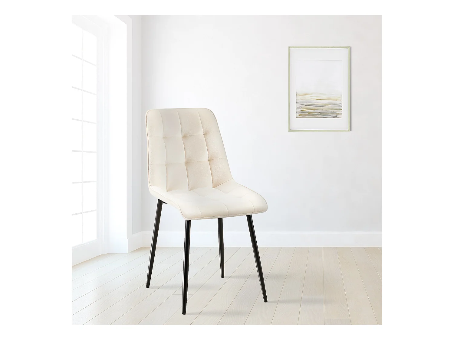 Lot de 2  chaise salle à manger - Velours - Crème - Gifford