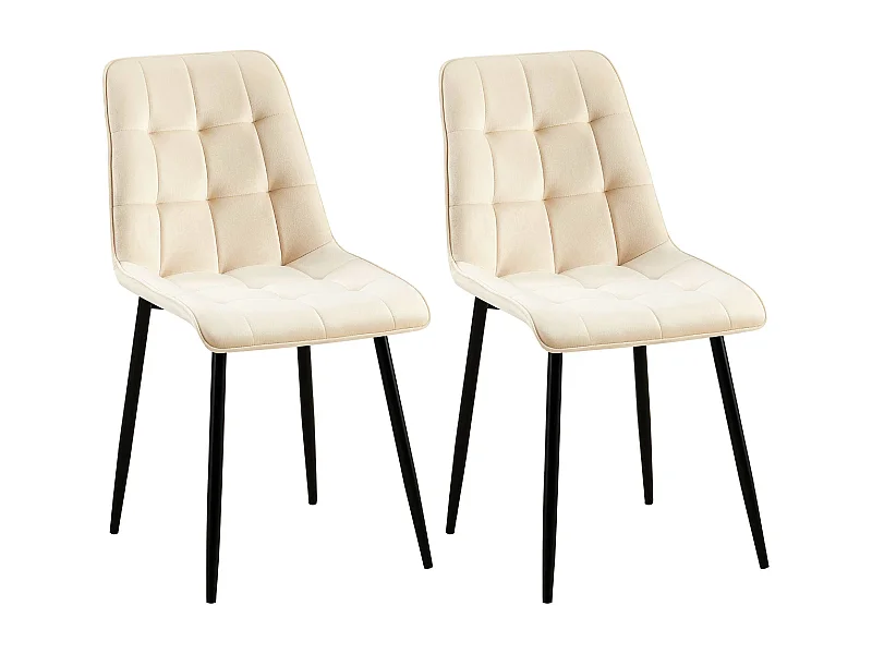 Lot de 2  chaise salle à manger - Velours - Crème - Gifford