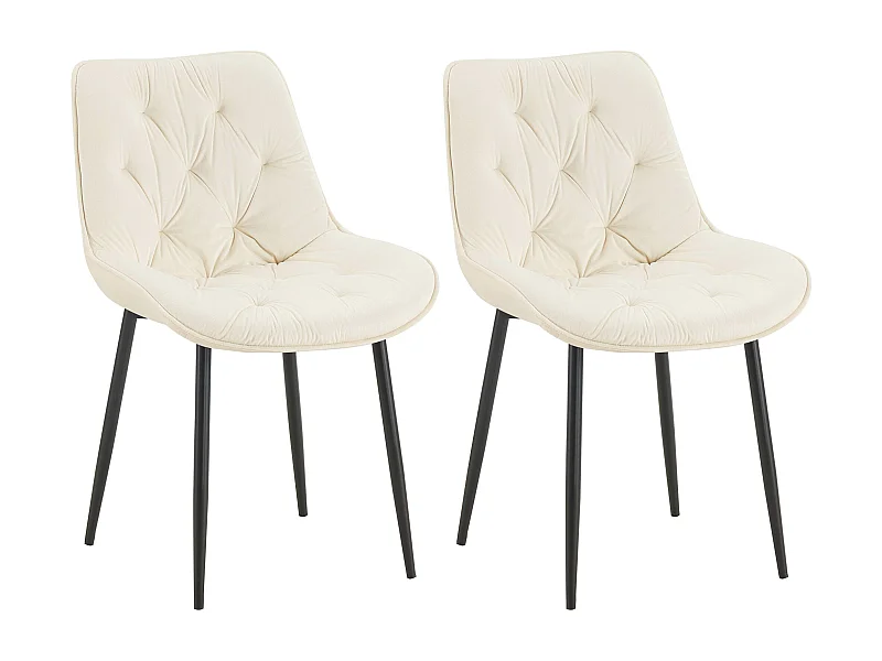 Lot de 2  chaise salle à manger - Velours - Crème - Wallace