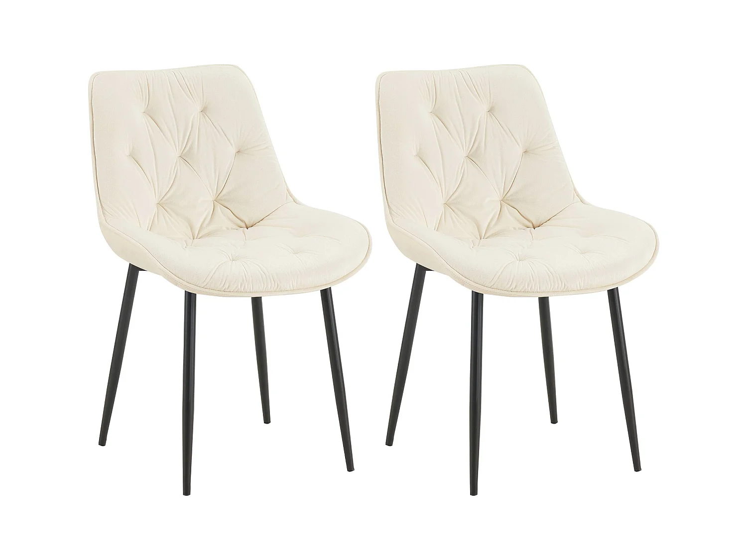 Lot de 2  chaise salle à manger - Velours - Crème - Wallace